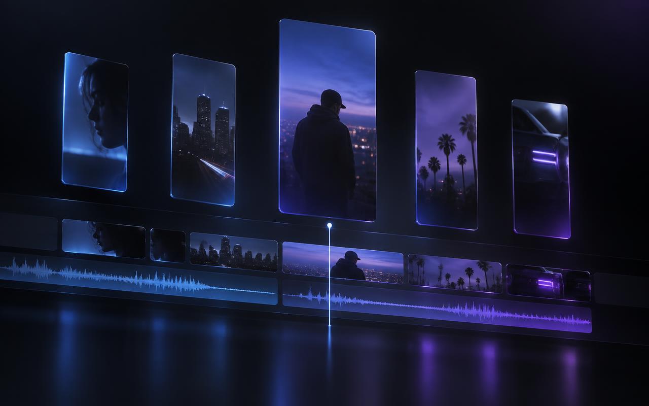 Editing timeline with short-form social clips